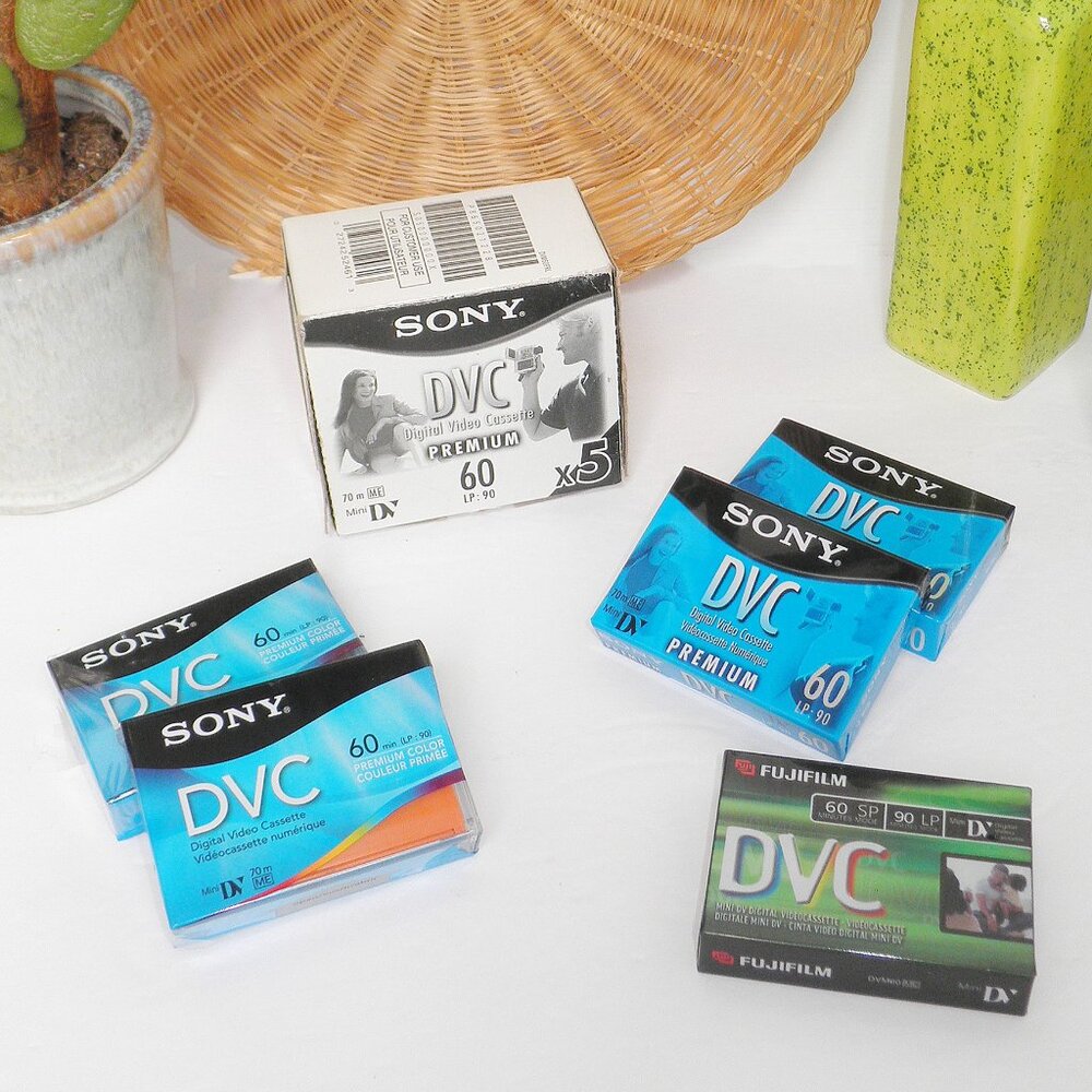 Vintage Y2K Sony & Fuji MINI DV DVC Video Cassettes Box of 5